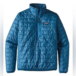 Patagonia Blue Quilted Lightweight Puff Half Zip Pull Over Jacket, Sz L